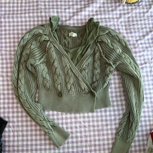 Aerie Cropped Wrap Sweater & Matching Tank